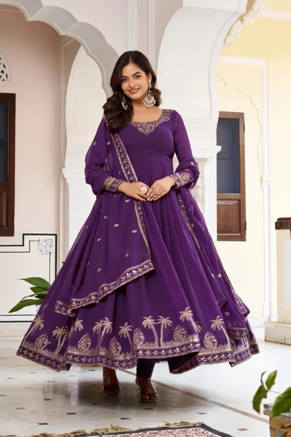 Purple_Elegant_Design_Faux_Georgette_Gown_For_Women