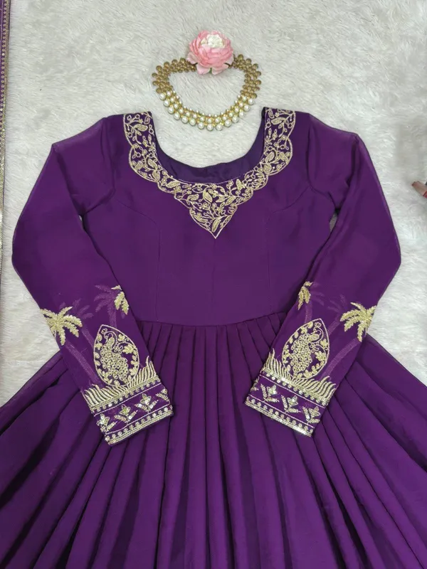 Purple_Elegant_Design_Faux_Georgette_Gown_For_Women