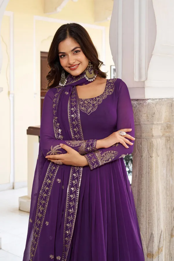 Purple_Elegant_Design_Faux_Georgette_Gown_For_Women
