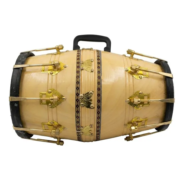 Dholak_Hand_Made_mango_(Aam)_Wood_(Hand_Work_Wooden_Engraving_Design)_With_Bag.