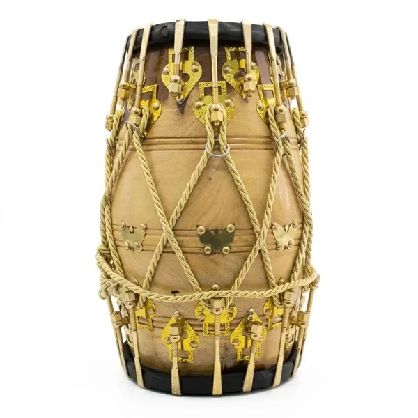 Dholak_Hand_Made_Sheesham_Wood_(Hand_Work_Wooden_Engraving_Design)_With_Bag.