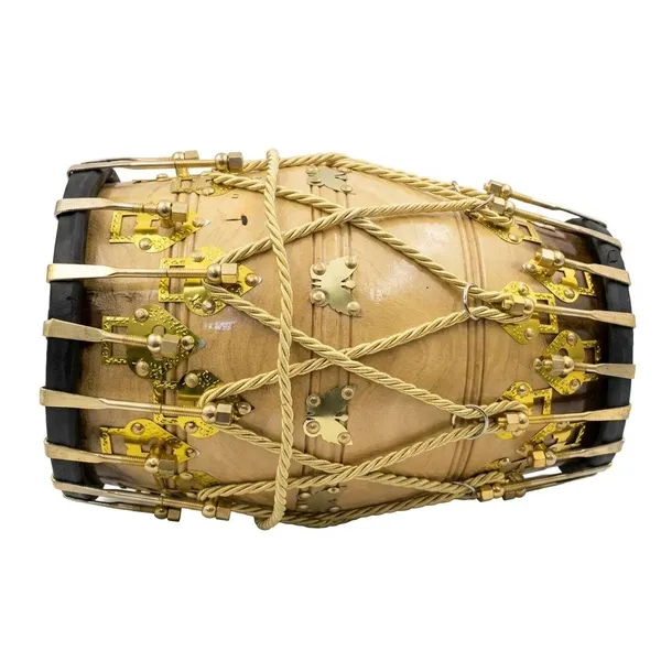 Dholak_Hand_Made_Sheesham_Wood_(Hand_Work_Wooden_Engraving_Design)_With_Bag.