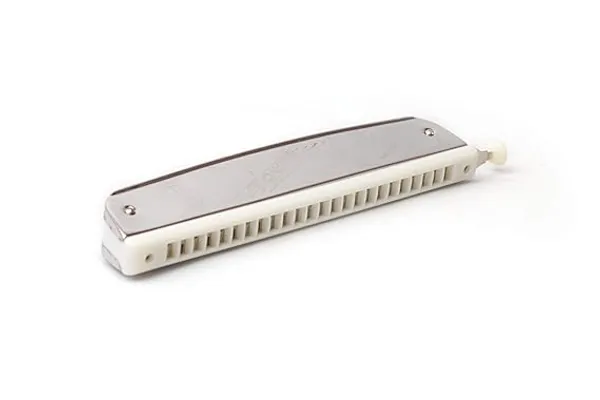 Silver_Tower_Mouth_Organ_Harmonica_24_Holes_Key-C_With_Scale_Change_Option,_Silver