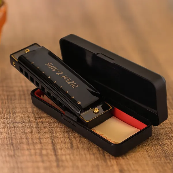 Black_Harmonica,_10_Holes_Mouth_Organ_(With_Carry_Case_&_Manual)