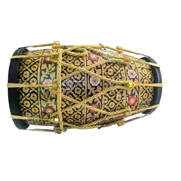 Dholak_Hand_Made_mango_(Aam)_Wood_(Hand_Work_Wooden_Engraving_Design)_With_Bag.