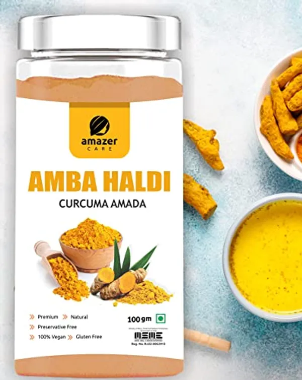 Amba_Haldi_Powder_Kasturi_Haldi_Powder_(100Gm_Jar_Packing)_Immunity_Booster_Anti-Oxidant_Face_Pack_For_Skin_Whitening_Wild_Turmeric_Powder_(2_x100_gm)