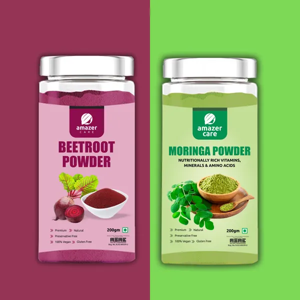 Beetroot_&_Moringa_Powder_Combo_(2_Jars_200/100Gm)_-_Nutrient-Rich_Superfood_Pure_&_Natural_For_Eating_&_Drink_For_Detox_&_Health_Antioxidants