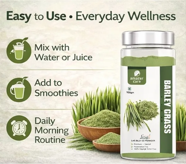 AmazerCare_Barley_Grass_Powder_100g_|_100%_Natural_&_Preservative_Free_|_Vegan_&_Gluten_Free_|_Rich_in_Chlorophyll_&_Natural_Nutrients_|_For_Juice,_Smoothies_&_Daily_Wellness