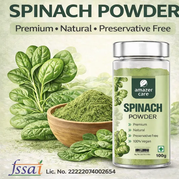 AmazerCare_Spinach_Powder_100g_|_100%_Natural_&_Preservative_Free_|_Rich_in_Dietary_Fiber,_Iron_&_Calcium_|_For_Smoothies,_Soups_&_Cooking_|_Super_Green_Health_Powder_for_Detox_&_Immunity_Booster
