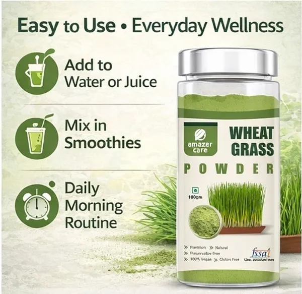 AmazerCare_Wheatgrass_Powder_100g_|_100%_Natural_&_Preservative_Free_|_Vegan_&_Gluten_Free_|_Rich_in_Chlorophyll_&_Natural_Nutrients_|_For_Juice,_Smoothies_&_Daily_Wellness