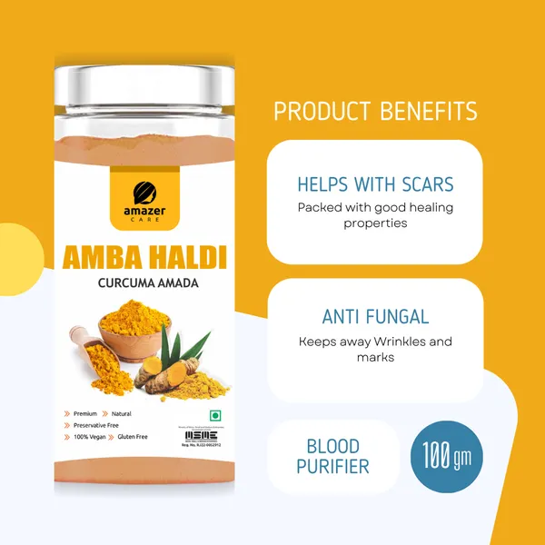 Amba_Haldi_Powder_Kasturi_Haldi_Powder_(100Gm_Jar_Packing)_Immunity_Booster_Anti-Oxidant_Face_Pack_For_Skin_Whitening_Wild_Turmeric_Powder_(2_x100_gm)