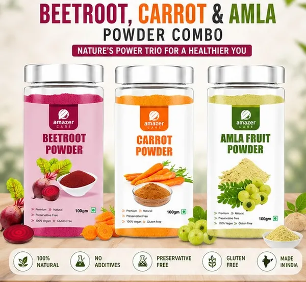 Beetroot_+_Carrot_+_Amla_Powder_(100Gm_Each)_-_Great_Immune_Booster_Combo_Of_3_Jars_Pure_&_Natural_For_Eating_&_Drink_Superfood_Full_Of_Nutrients_(Dehydrated)