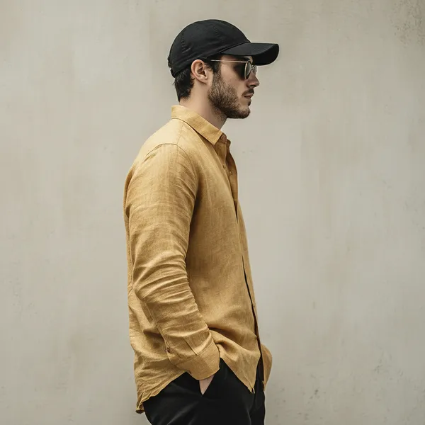 Men'S_Prime_Yellow_Pure_100%_Linen_Shirt
