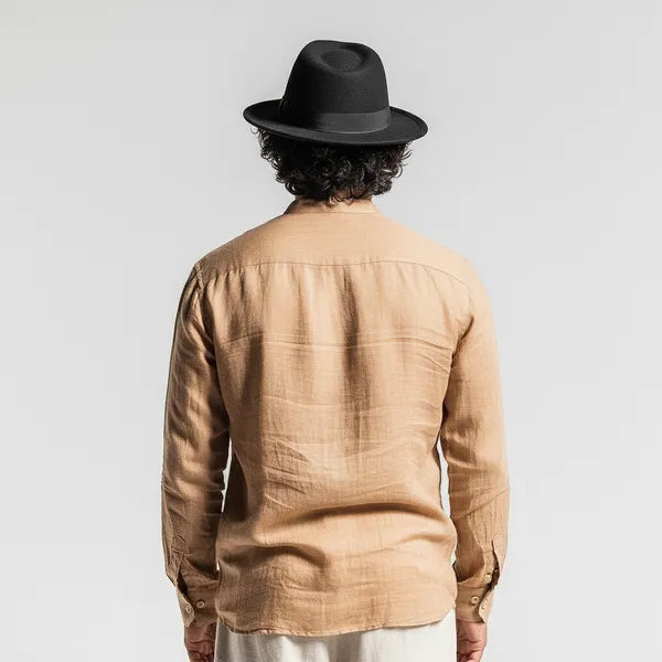 Men'S_Golden_Camel__100%_Pure_Linen_Mandarin_Collar_Shirt