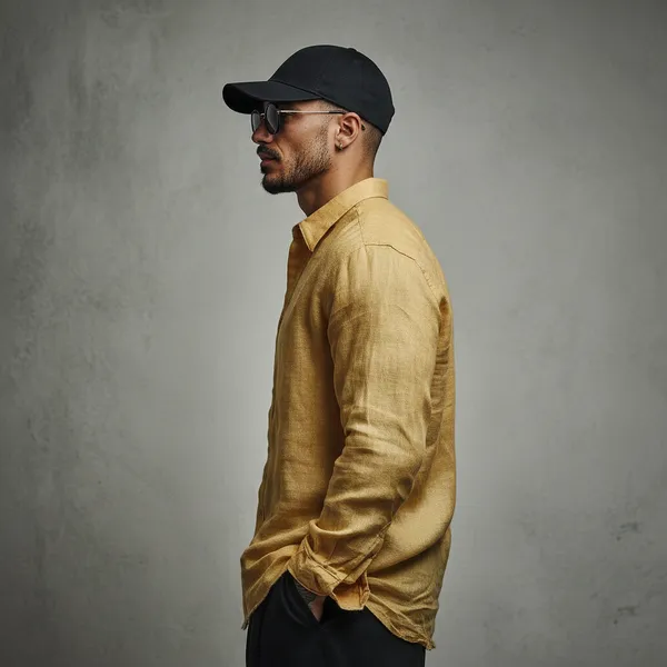 Men'S_Goldenrod_Pure_Linen_Shirt