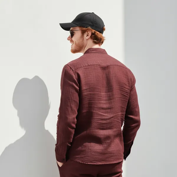 Oxblood_Pure_Linen_Shirt_For_Men