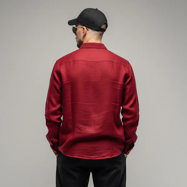Men'S_Dusty_Red_Pure_100%_Linen