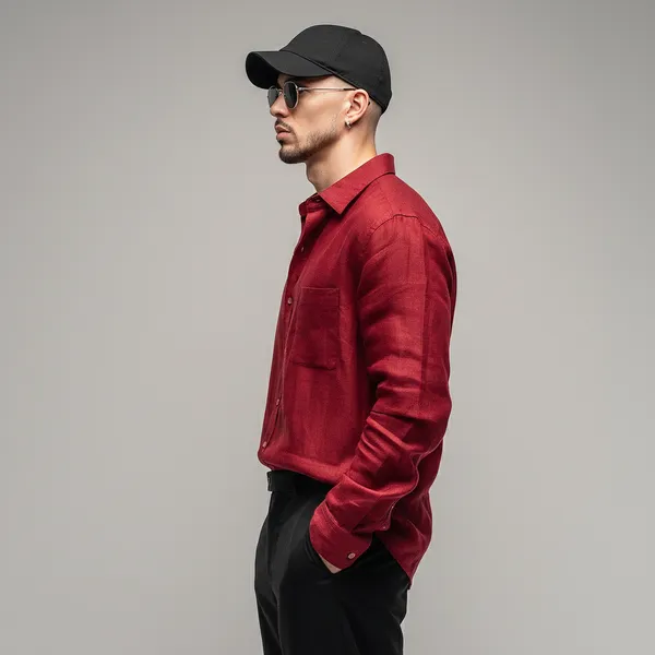 Men'S_Dusty_Red_Pure_100%_Linen