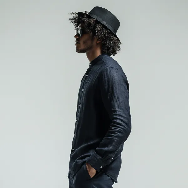 Men'S_Raw_Blue__100%_Pure_Linen_Mandarin_Collar_Shirt