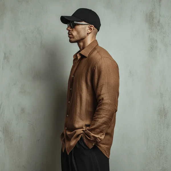 Men'S_Ginger_Brown_Pure_Linen_Shirt
