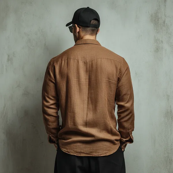Men'S_Ginger_Brown_Pure_Linen_Shirt