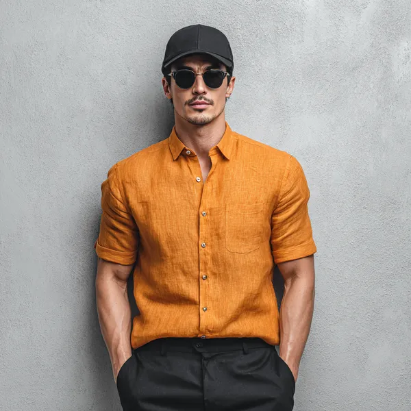 Men'S_Pale_Saffron_Linen_100%_Pure_Linen_Shirt