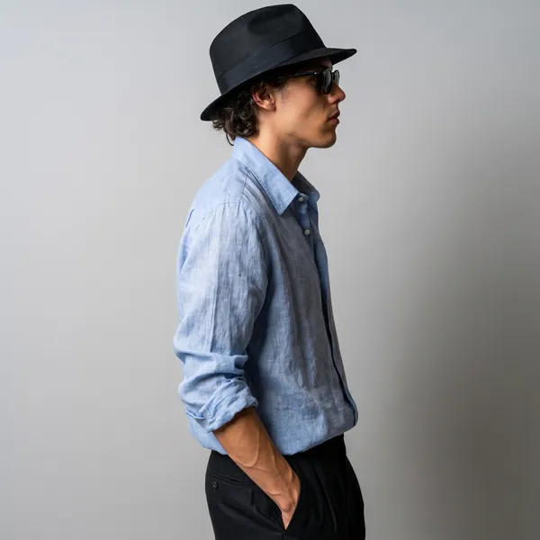Stitchwa_Men's_Cornflower_Blue_Pure_100%_Linen_Shirt