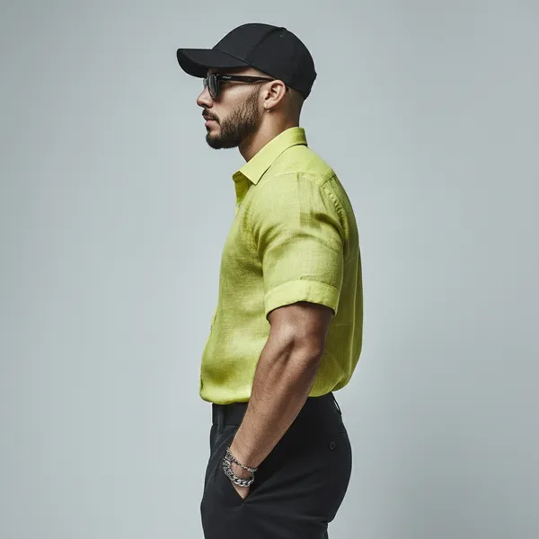 Classic_Light_Green_Pure_Linen_Half_Sleeve_Shirt_For_Men'S
