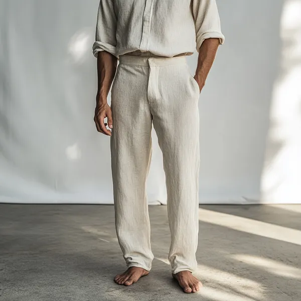 Natural_Beige_Pure_Linen_Resort_&_Beach_Wear_Trouser_For_Men