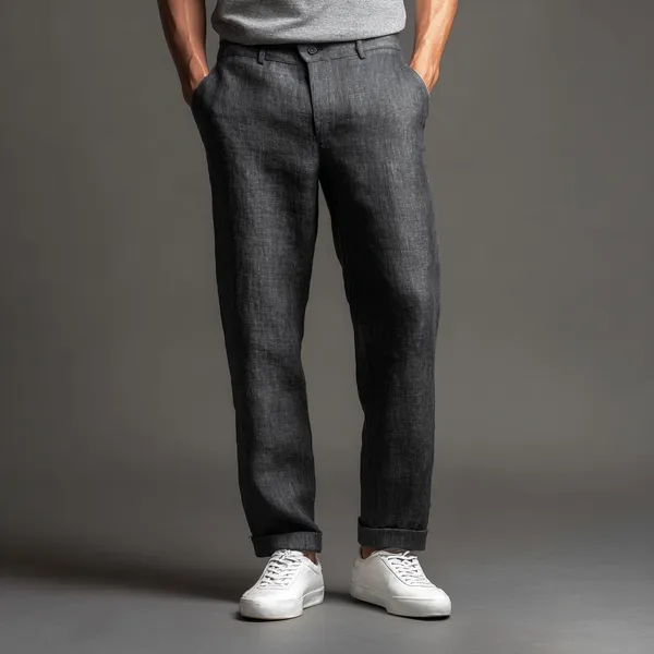 The_Linear_Iron_Grey_Pure_Linen_Pant_For_Men