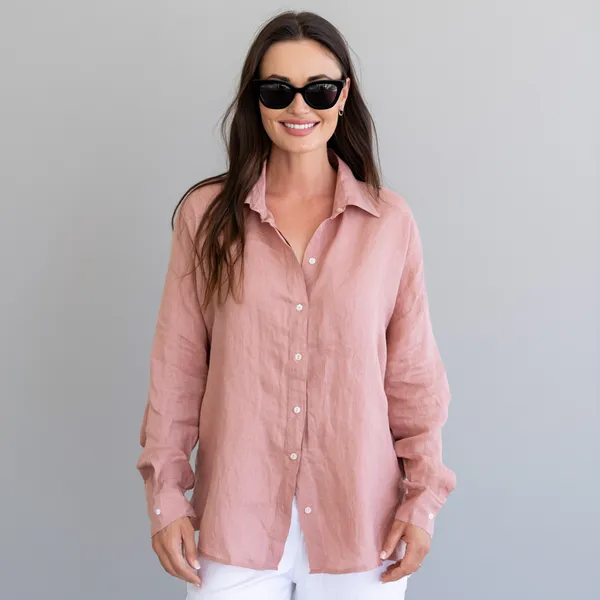 Antique_Rose_100%_Pure_Linen_Shirt_For_Women'S