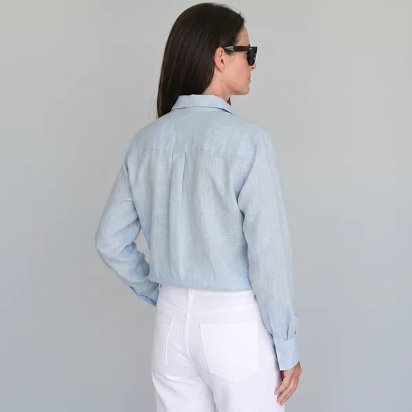 Baby_Blue_100%_Pure_Linen_Shirt_For_Women'S