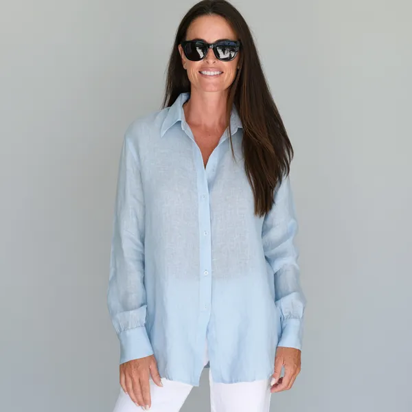 Baby_Blue_100%_Pure_Linen_Shirt_For_Women'S