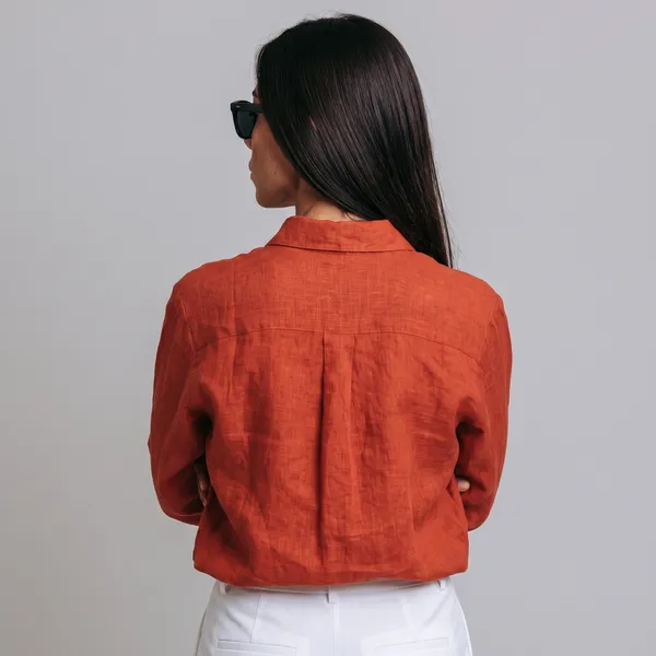 Brick_Rust_100%_Pure_Linen_Shirt_For_Women'S