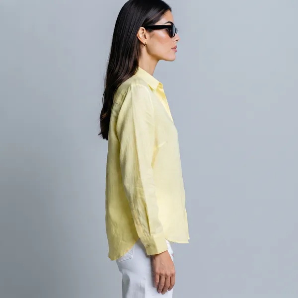 Butter_Yellow_100%_Pure_Linen_Shirt_For_Women'S