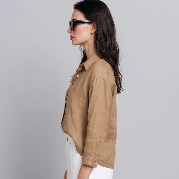 Caramel_Brown_100%_Pure_Linen_Shirt_For_Women'S