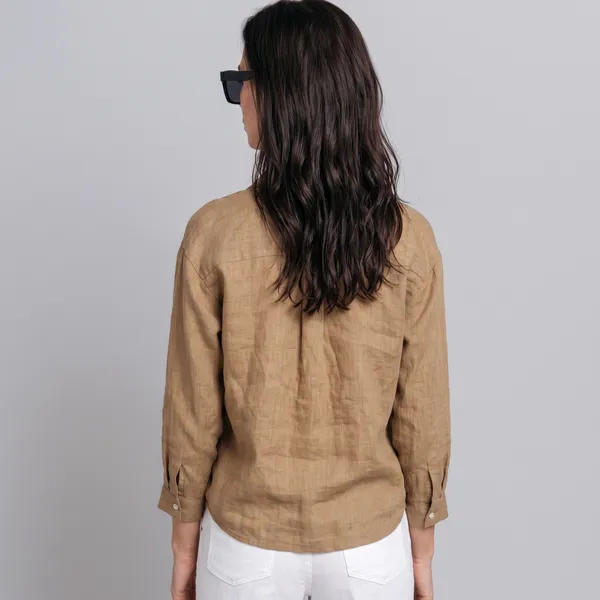 Caramel_Brown_100%_Pure_Linen_Shirt_For_Women'S