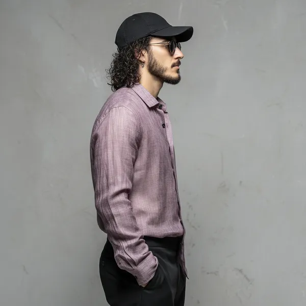 Men'S_Lavender_100%_Pure_Linen_Shirt