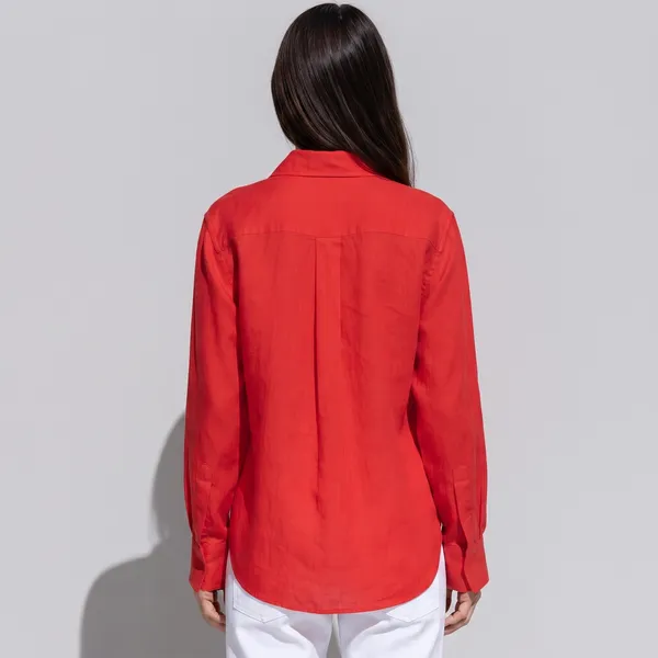 Cherry_Red_100%_Pure_Linen_Shirt_For_Women'S