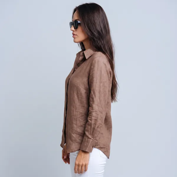 Cinnamon_Brown_100%_Pure_Linen_Shirt_For_Women'S