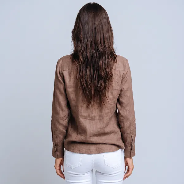 Cinnamon_Brown_100%_Pure_Linen_Shirt_For_Women'S