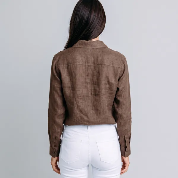 Coffee_Brown_100%_Pure_Linen_Shirt_For_Women'S