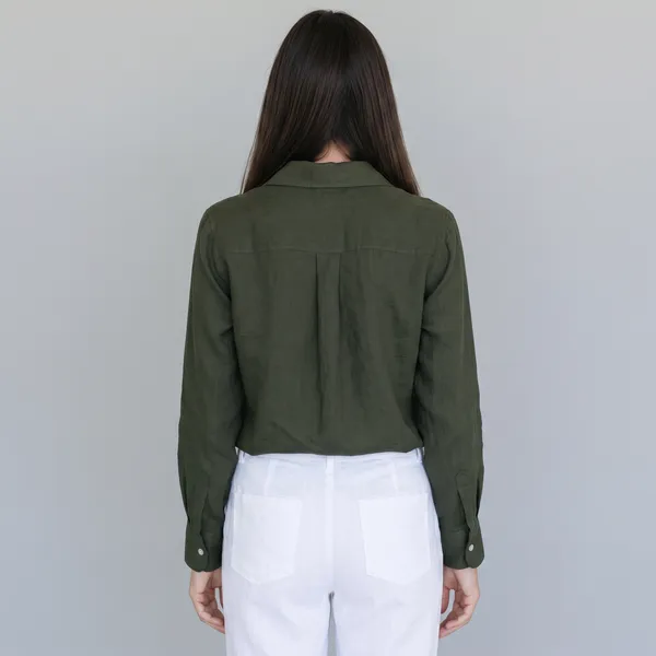 Cypress_Green_100%_Pure_Linen_Shirt_For_Women'S