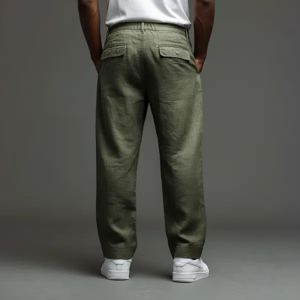 Military_Green_Pure_Linen_Resort_&_Beach_Wear_Trouser_For_Men