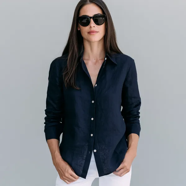 Dark_Navy_100%_Pure_Linen_Shirt_For_Women'S