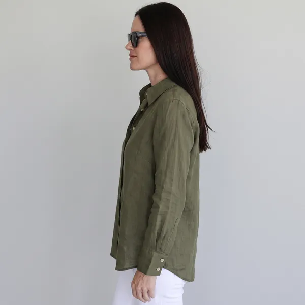 Dark_Olive_Green_100%_Pure_Linen_Shirt_For_Women'S