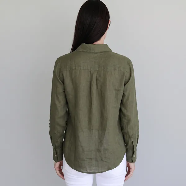 Dark_Olive_Green_100%_Pure_Linen_Shirt_For_Women'S