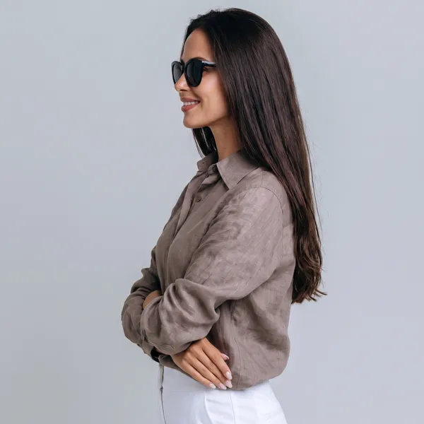 Dusty_Brown_100%_Pure_Linen_Shirt_For_Women'S