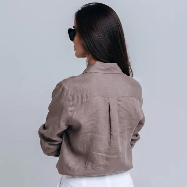 Dusty_Brown_100%_Pure_Linen_Shirt_For_Women'S