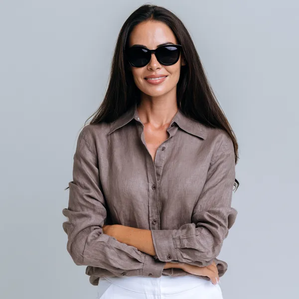 Dusty_Brown_100%_Pure_Linen_Shirt_For_Women'S